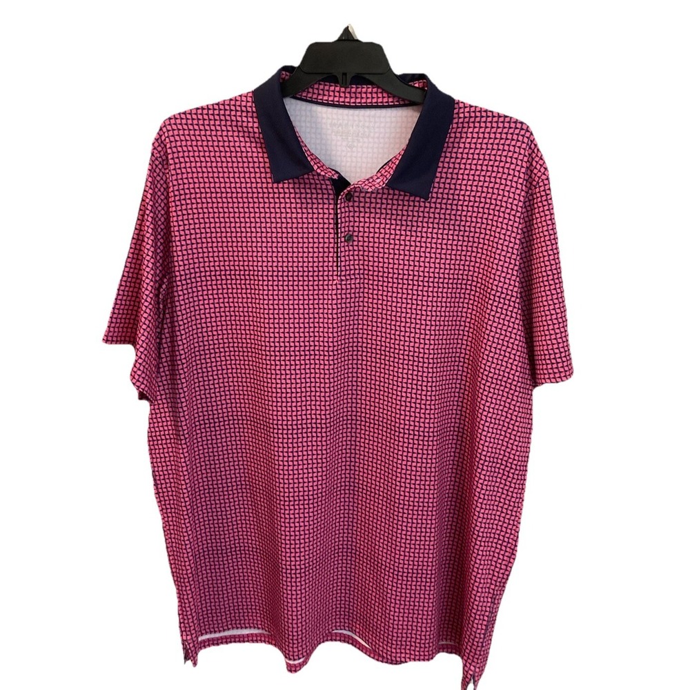 Maelreg Performance Polo‎ Shirt Sz 2XL Pink Blue Print Golf Athletic